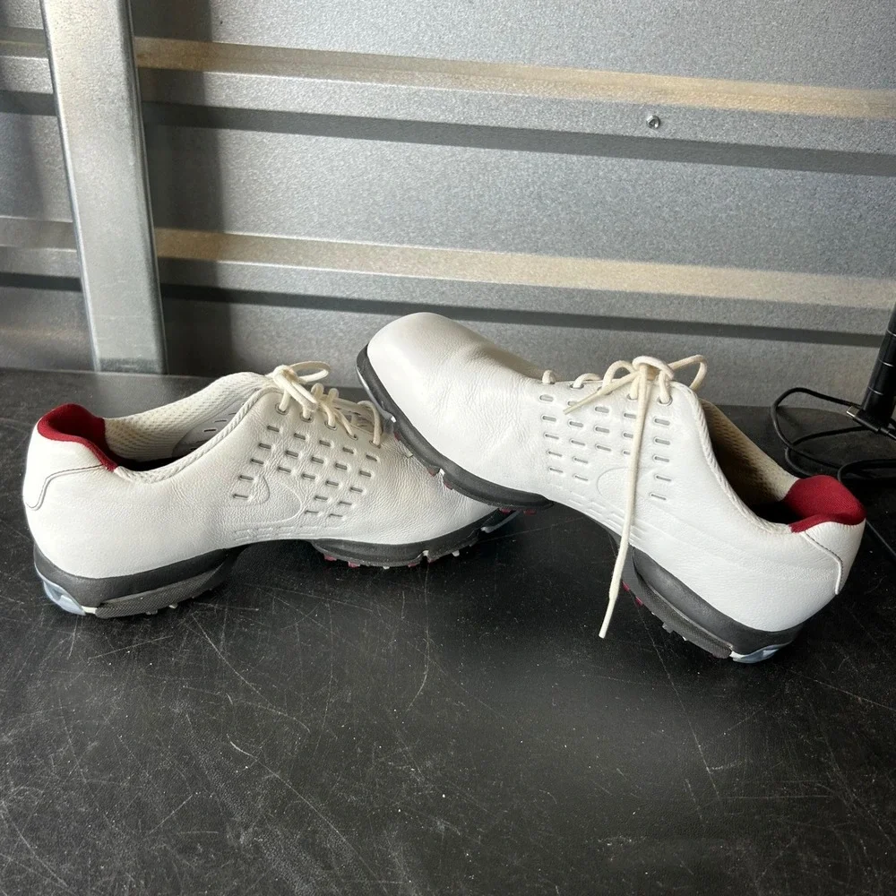 Nike Sport Performance White Leather Golf Shoes 314830-111 Mens Size 10